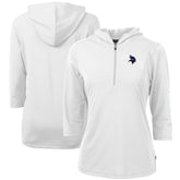 Minnesota Vikings Cutter & Buck Women's Virtue Eco Pique 3/4 Sleeve Half-Zip Pullover Hoodie White