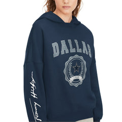 Dallas Cowboys Tommy Hilfiger Women's Becca Dropped Shoulders Pullover Hoodie Navy