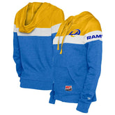 Los Angeles Rams New Era Women's Throwback Colorblock Full-Zip Hoodie Royal/Gold
