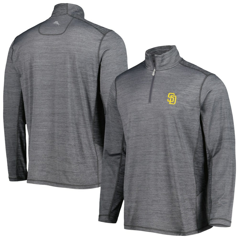 San Diego Padres Tommy Bahama Delray IslandZone Half-Zip Top - Gray Tops