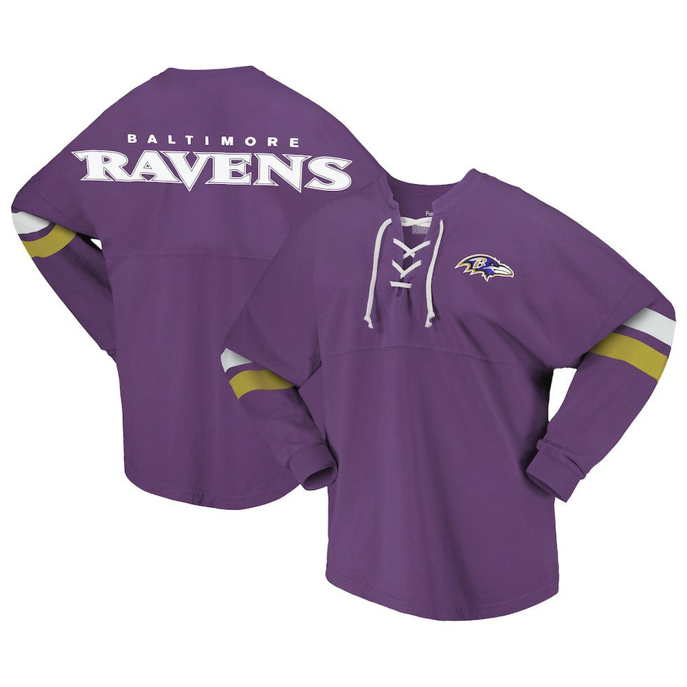 Baltimore Ravens Women's Spirit Jersey Lace-Up V-Neck Long Sleeve T-Shirt Purple