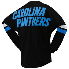 Carolina Panthers Women's Spirit Jersey Lace-Up V-Neck Long Sleeve T-Shirt Black