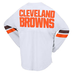 Cleveland Browns Women's Spirit Jersey Lace-Up V-Neck Long Sleeve T-Shirt White