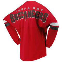 Tampa Bay Buccaneers Women's Spirit Jersey Lace-Up V-Neck Long Sleeve T-Shirt Red
