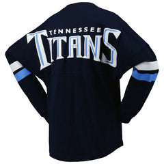 Tennessee Titans Women's Spirit Jersey Lace-Up V-Neck Long Sleeve T-Shirt Navy