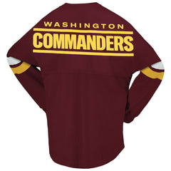 Washington Commanders Women's Spirit Jersey Lace-Up V-Neck Long Sleeve T-Shirt Burgundy