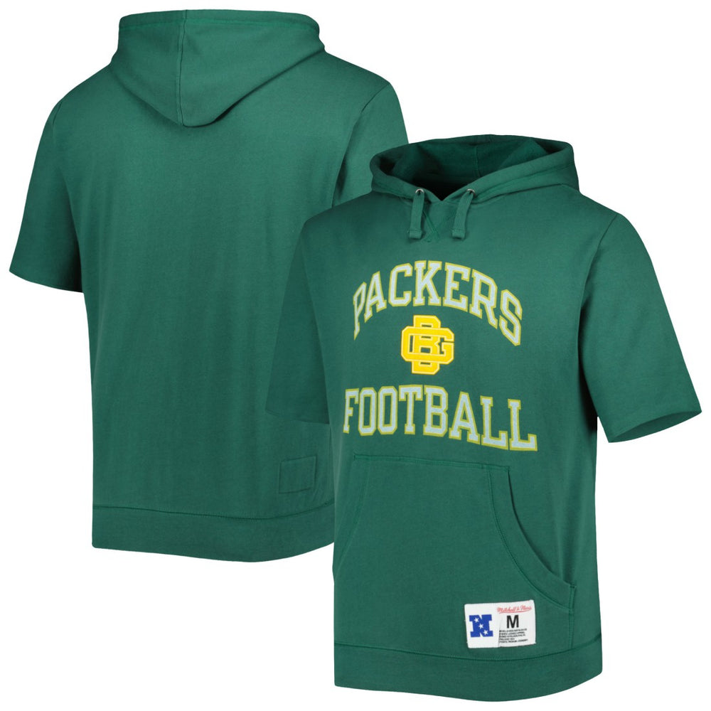 Green Bay Packers Washed Short Sleeve Pullover Hoodie Green