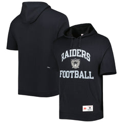 Las Vegas Raiders Washed Short Sleeve Pullover Hoodie Black