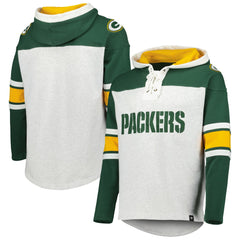Green Bay Packers '47 Gridiron Lace-Up Pullover Hoodie Heather Gray