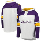 Minnesota Vikings '47 Gridiron Lace-Up Pullover Hoodie Heather Gray