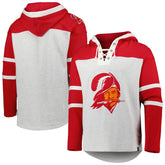 Tampa Bay Buccaneers '47 Historic Logo Gridiron Lace-Up Pullover Hoodie Heather Gray
