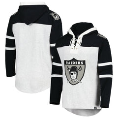 Las Vegas Raiders '47 Historic Logo Gridiron Lace-Up Pullover Hoodie Heather Gray