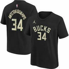 Giannis Antetokounmpo Milwaukee Bucks Jordan Brand Youth Statement Edition Name & Number Player T-Shirt Black