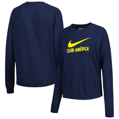 Club America Women's Lockup Varsity Tri-Blend Raglan Pullover Sweatshirt Navy