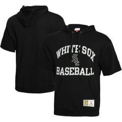 Chicago White Sox Mitchell & Ness Cooperstown Collection Washed Fleece Pullover Short Sleeve Hoodie - Black Hoodies