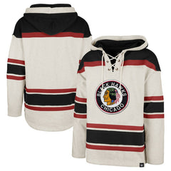 NHL Chicago Blackhawks '47 Rockaway Lace-Up Pullover Hoodie - Oatmeal