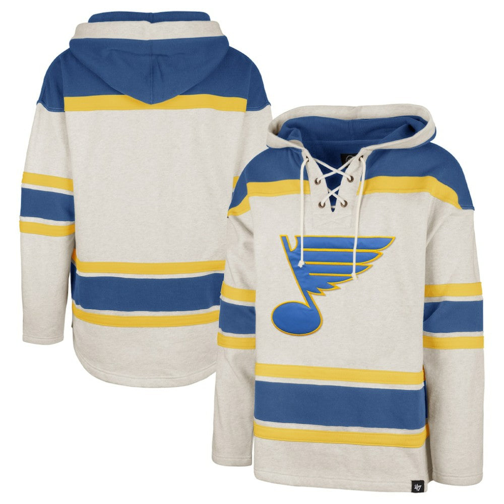 NHL St. Louis Blues '47 Rockaway Lace-Up Pullover Hoodie - Oatmeal