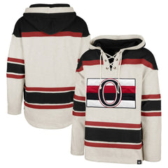 NHL Ottawa Senators '47 Rockaway Lace-Up Pullover Hoodie - Oatmeal