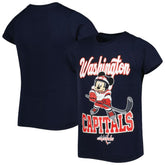 NHL Washington Capitals Girls Youth Mickey Mouse Go Team Go T-Shirt - Navy