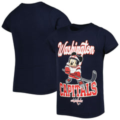 NHL Washington Capitals Girls Youth Mickey Mouse Go Team Go T-Shirt - Navy