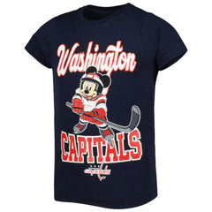 NHL Washington Capitals Girls Youth Mickey Mouse Go Team Go T-Shirt - Navy