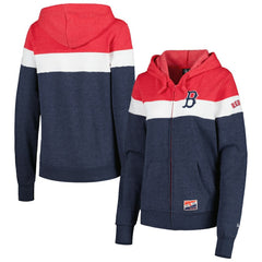 Boston Red Sox New Era Women's Colorblock Full-Zip Hoodie Jacket - Heather Navy Jackets