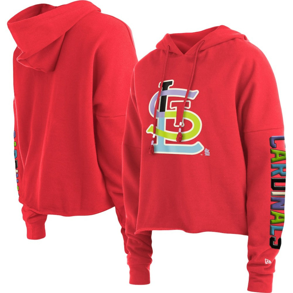 St. Louis Cardinals New Era Women's Fashion High Hip Pullover Hoodie - Red Hoodies