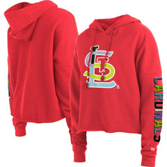 St. Louis Cardinals New Era Women's Fashion High Hip Pullover Hoodie - Red Hoodies