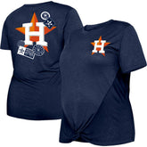 Houston Astros New Era Women's Plus Size Two-Hit Front Knot T-Shirt - Navy T-shirts