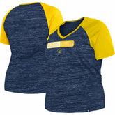 Milwaukee Brewers New Era Women's Plus Size Space Dye Raglan V-Neck T-Shirt - Navy T-shirts