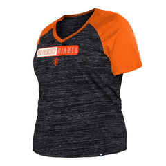 San Francisco Giants New Era Women's Plus Size Space Dye Raglan V-Neck T-Shirt - Black T-shirts