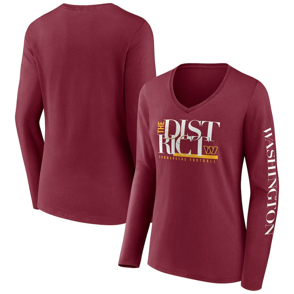 Washington Commanders Women's Hometown Sweep Long Sleeve V-Neck T-Shirt Burgundy