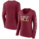 Washington Commanders Women's Hometown Sweep Long Sleeve V-Neck T-Shirt Burgundy