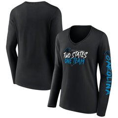 Carolina Panthers Women's Hometown Sweep Long Sleeve V-Neck T-Shirt Black