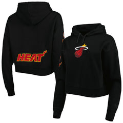 Miami Heat Pro Standard Women's Classic Fleece Cropped Pullover Hoodie Black