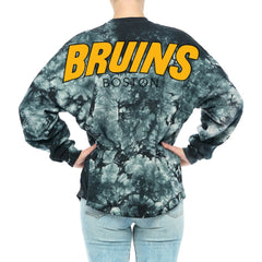 NHL Boston Bruins Fanatics Women's Crystal-Dye Long Sleeve T-Shirt - Black