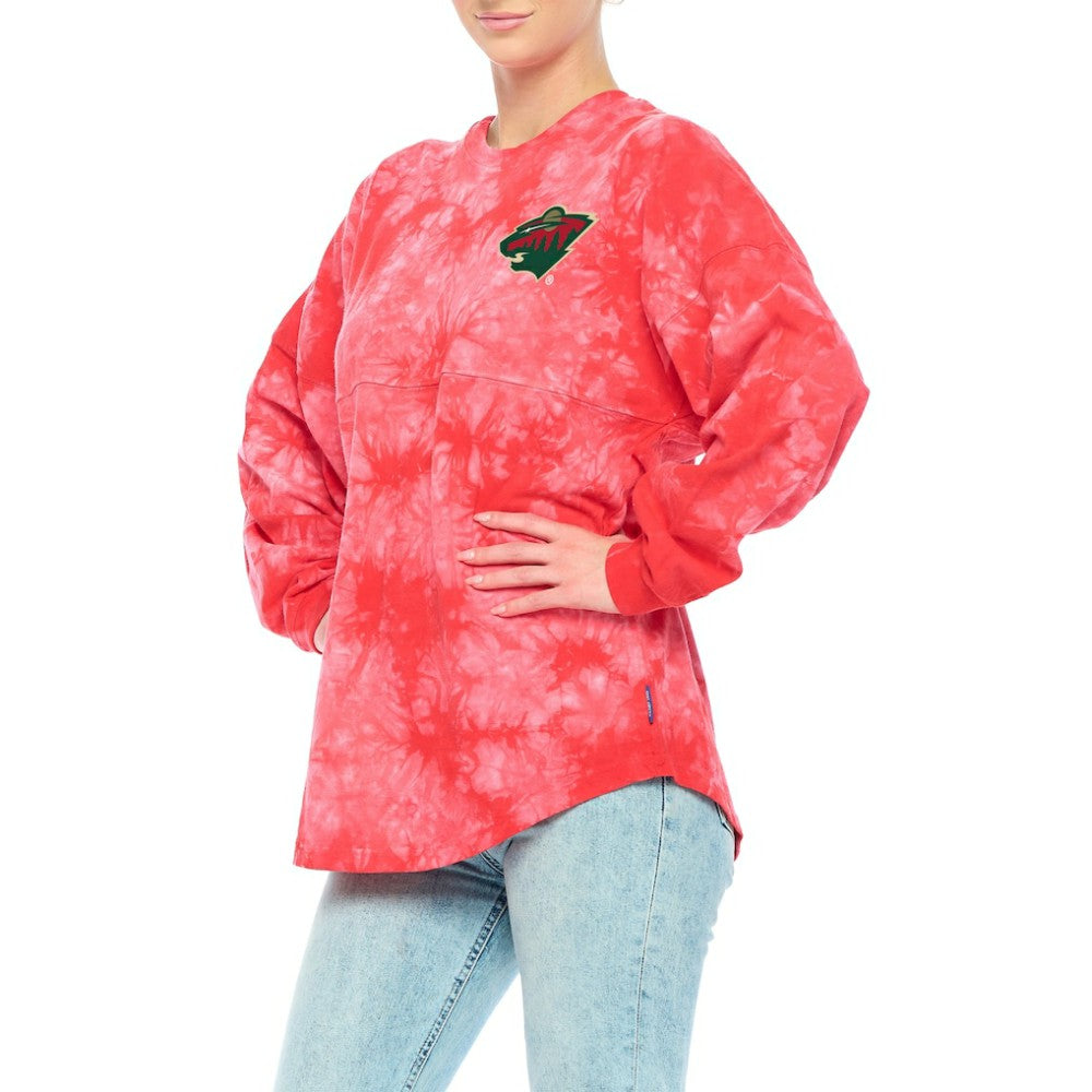 NHL Minnesota Wild Fanatics Women's Crystal-Dye Long Sleeve T-Shirt - Red