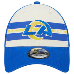 Los Angeles Rams New Era Team Stripe Trucker 9FORTY Snapback Hat Cream/Royal