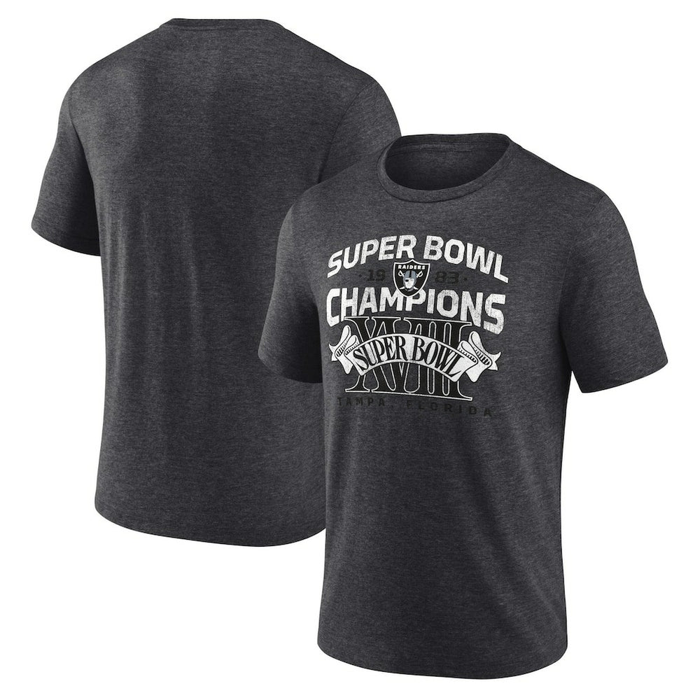 Las Vegas Raiders Hometown Old-Fashioned Super Bowl XVIII Champions Tri-Blend T-Shirt Charcoal