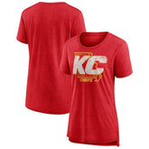 Kansas City Chiefs Women's Hometown First Down Tri-Blend T-Shirt Heather Red