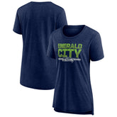 Seattle Seahawks Women's Hometown First Down Tri-Blend T-Shirt Heather College Navy