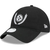 Pittsburgh Steelers New Era Women's Leaves 9TWENTY Adjustable Hat Black