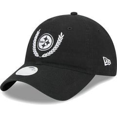 Pittsburgh Steelers New Era Women's Leaves 9TWENTY Adjustable Hat Black
