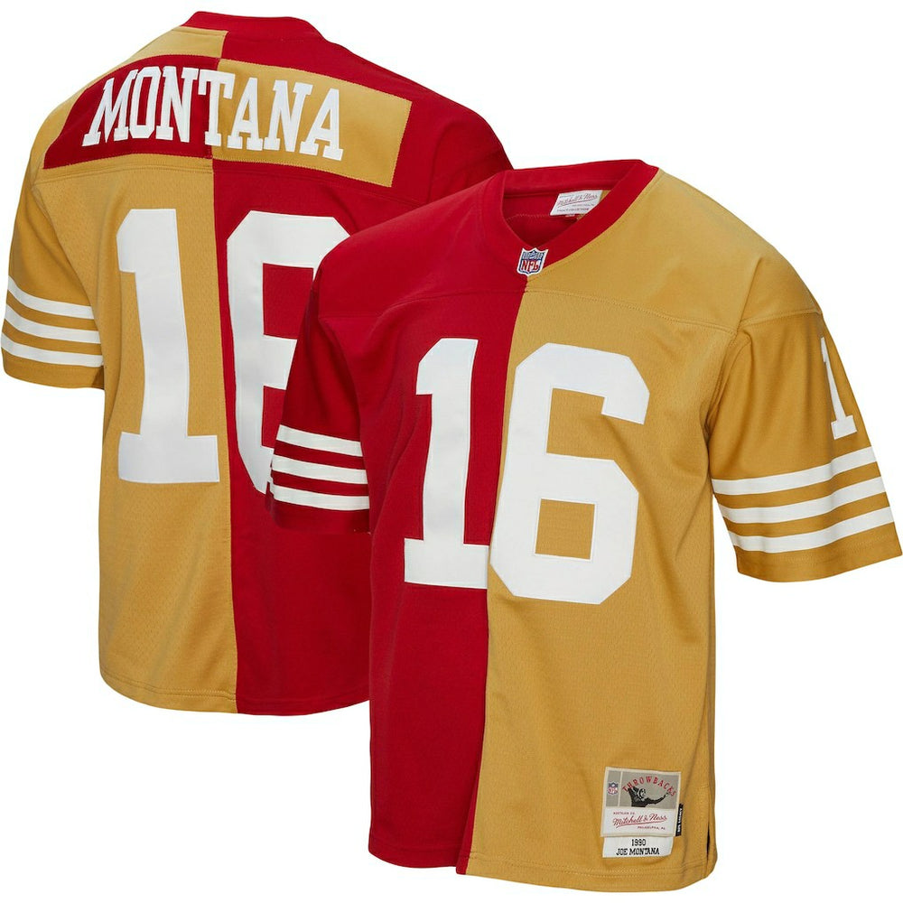 NFL Joe Montana San Francisco 49ers 1990 Split Legacy Replica Jersey - Scarlet/Gold sale