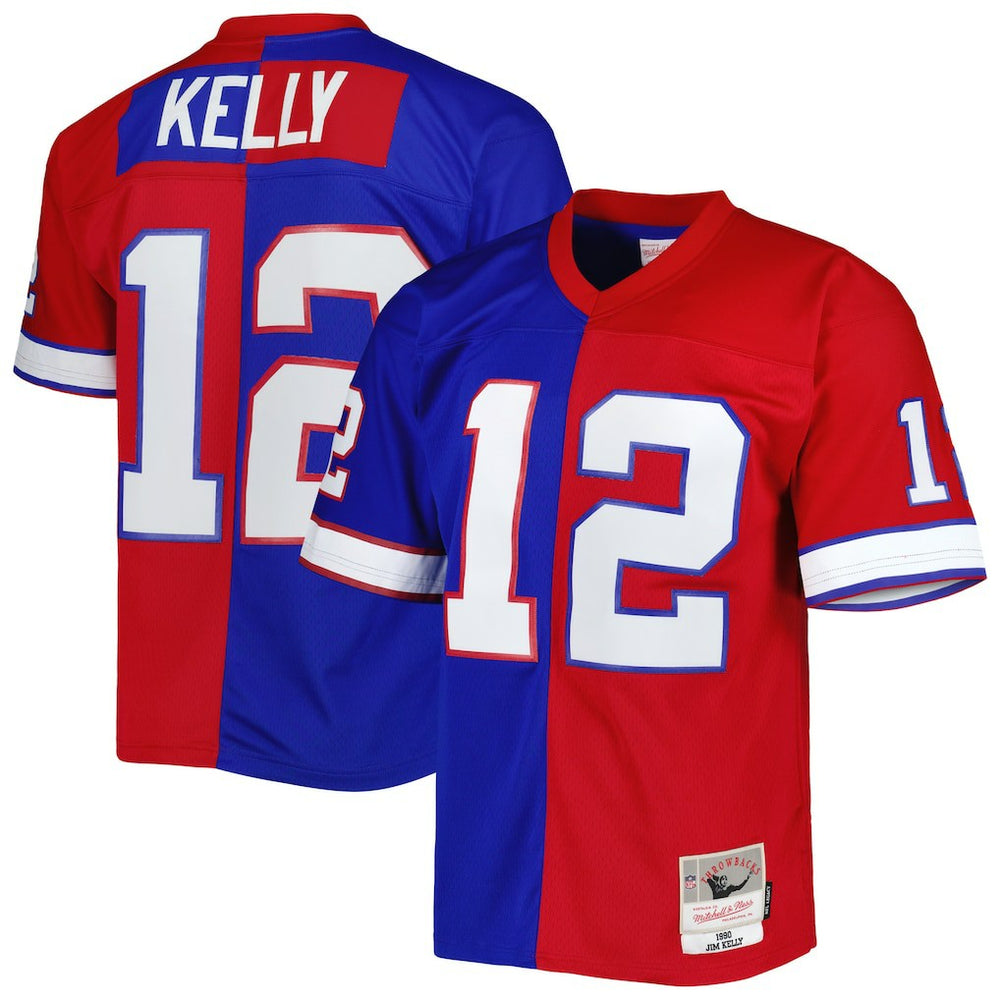 NFL Jim Kelly Buffalo Bills 1990 Split Legacy Replica Jersey - Royal/Red online