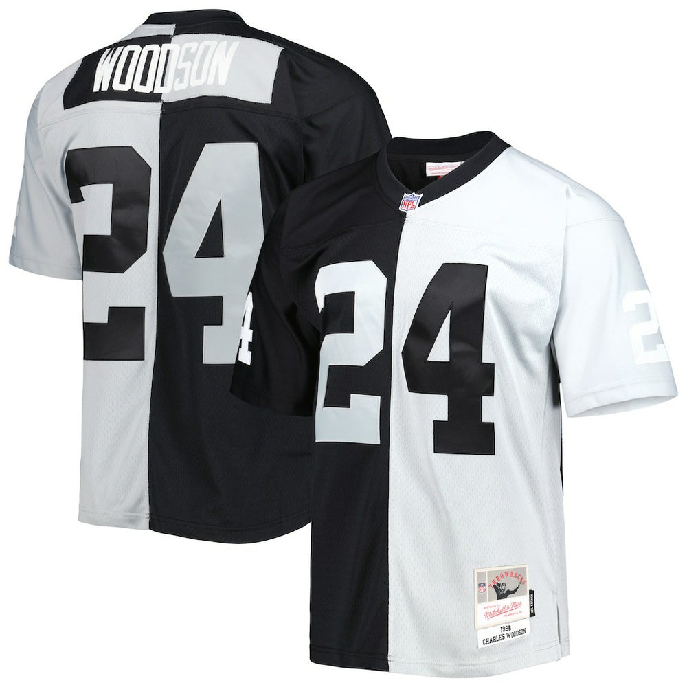 NFL Charles Woodson Las Vegas Raiders 1998 Split Legacy Replica Jersey - Black/Silver on sale