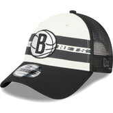 Brooklyn Nets Stripes 9FORTY Trucker Snapback Hat Black