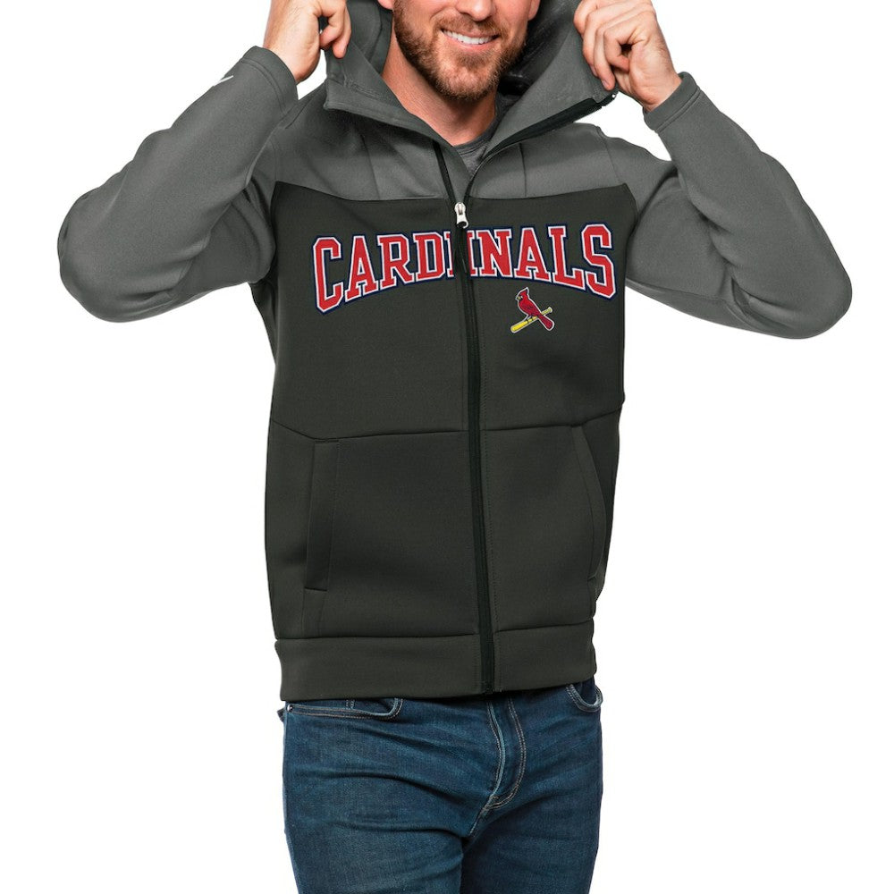 St. Louis Cardinals Antigua Wordmark Protect Full-Zip Hoodie - Steel/Charcoal Hoodies