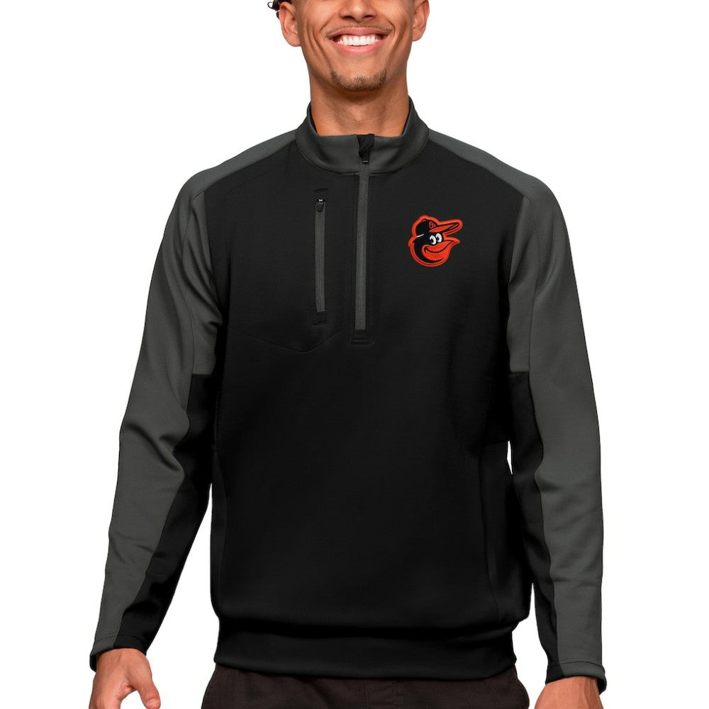 Baltimore Orioles Antigua Team Quarter-Zip Pullover Top - Black Pullover