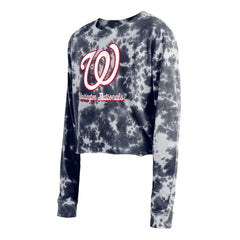 Washington Nationals New Era Women's Tie-Dye Cropped Long Sleeve T-Shirt - Navy T-shirts